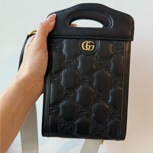 Gucci Black Crossbody Bag with Gold GG Hardware